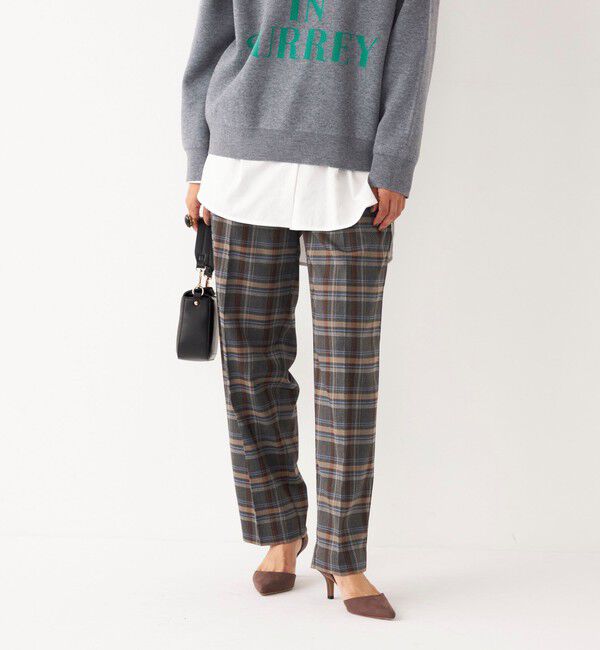 SHIPS Colors 「SHIPS Colors:〈手洗い可能〉ソリッド / チェック タック カーブ パンツ」|スラックス|ダークグレー