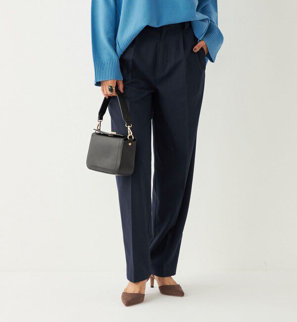 SHIPS Colors 「SHIPS Colors:〈手洗い可能〉ソリッド / チェック タック カーブ パンツ」|スラックス|ネイビー