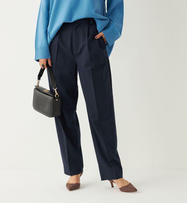 SHIPS Colors 「SHIPS Colors:〈手洗い可能〉ソリッド / チェック タック カーブ パンツ」|スラックス|