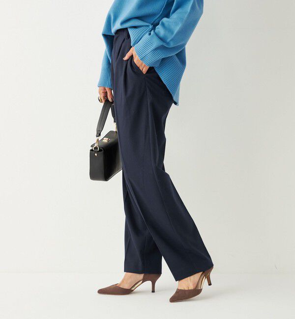 SHIPS Colors 「SHIPS Colors:〈手洗い可能〉ソリッド / チェック タック カーブ パンツ」|スラックス|