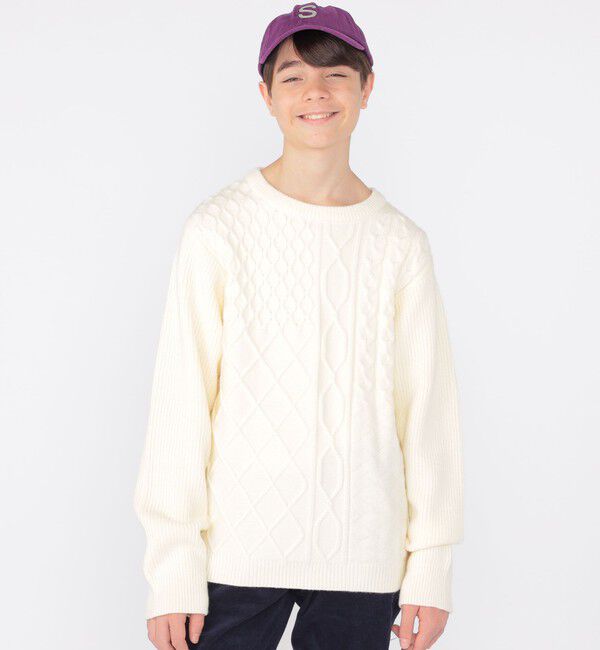 SHIPS KIDS「SHIPS KIDS:145～160cm /〈手洗い可能〉ケーブル ニット」|ニット・セーター|