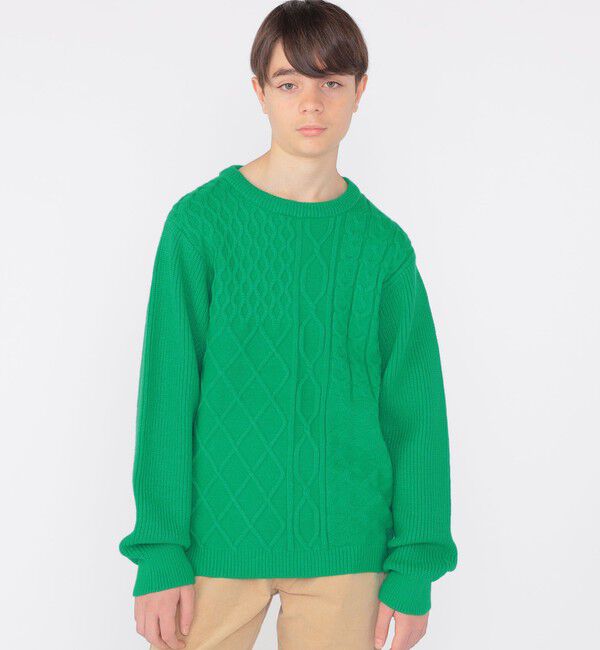 SHIPS KIDS「SHIPS KIDS:145～160cm /〈手洗い可能〉ケーブル ニット」|ニット・セーター|