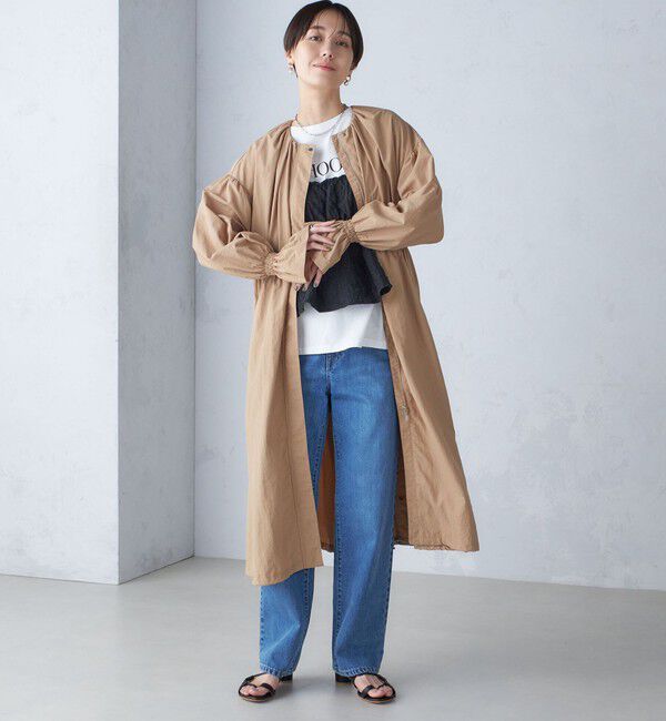 SHIPS for women「〈撥水加工/手洗い可能〉裾 ドロスト ノーカラー ロング コート 24SS ◇」|ノーカラーコート|