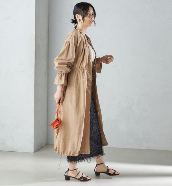 SHIPS for women「〈撥水加工/手洗い可能〉裾 ドロスト ノーカラー ロング コート 24SS ◇」|ノーカラーコート|