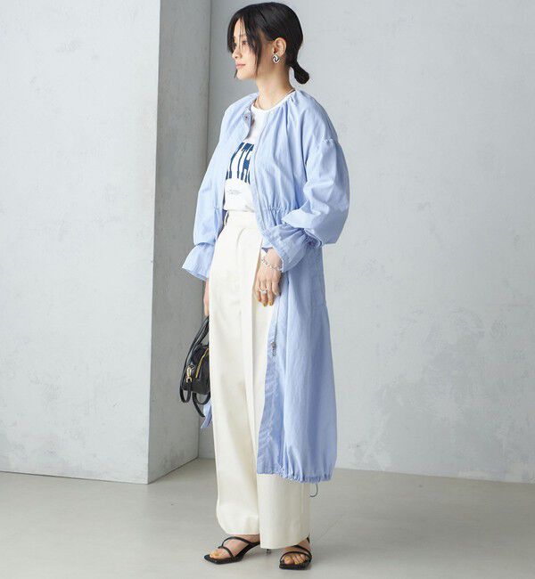 SHIPS for women「〈撥水加工/手洗い可能〉裾 ドロスト ノーカラー ロング コート 24SS ◇」|ノーカラーコート|