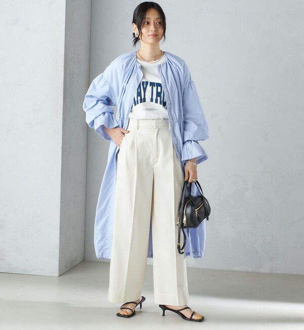 SHIPS for women「〈撥水加工/手洗い可能〉裾 ドロスト ノーカラー ロング コート 24SS ◇」|ノーカラーコート|