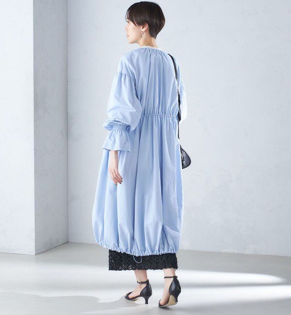 SHIPS for women「〈撥水加工/手洗い可能〉裾 ドロスト ノーカラー ロング コート 24SS ◇」|ノーカラーコート|