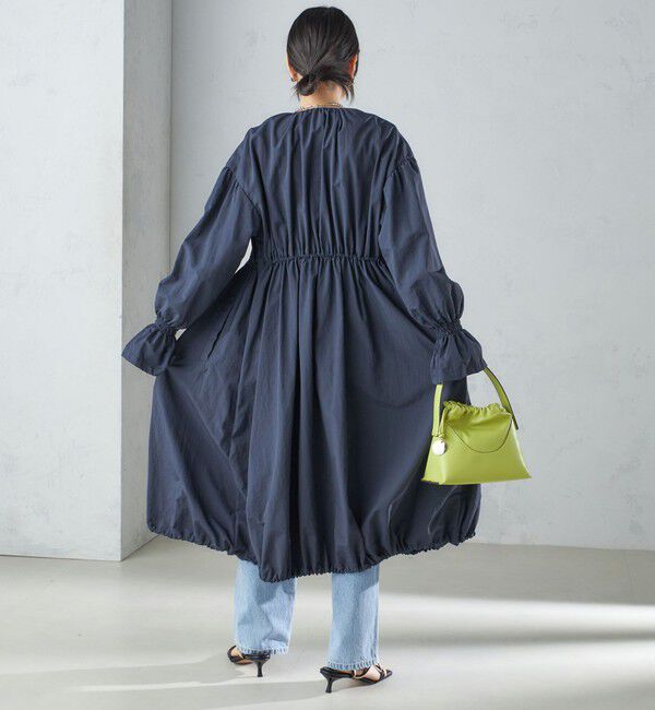 SHIPS for women「〈撥水加工/手洗い可能〉裾 ドロスト ノーカラー ロング コート 24SS ◇」|ノーカラーコート|