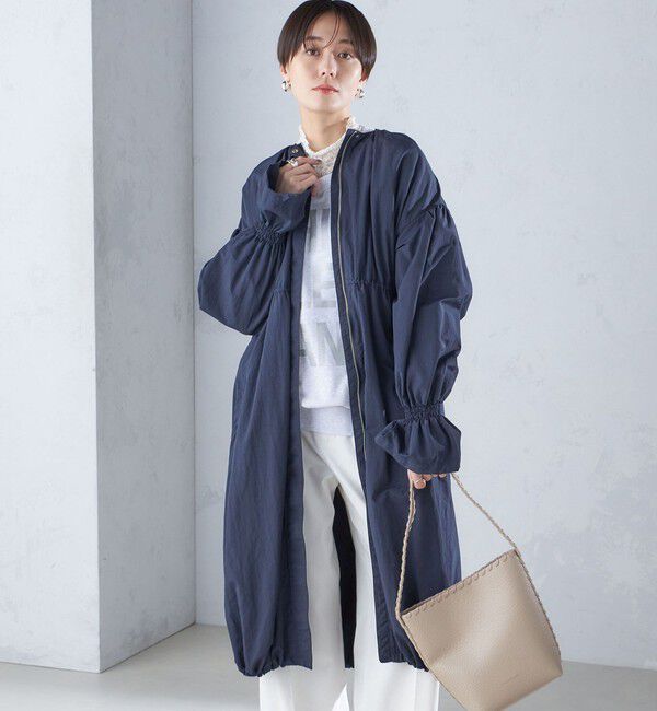 SHIPS for women「〈撥水加工/手洗い可能〉裾 ドロスト ノーカラー ロング コート 24SS ◇」|ノーカラーコート|