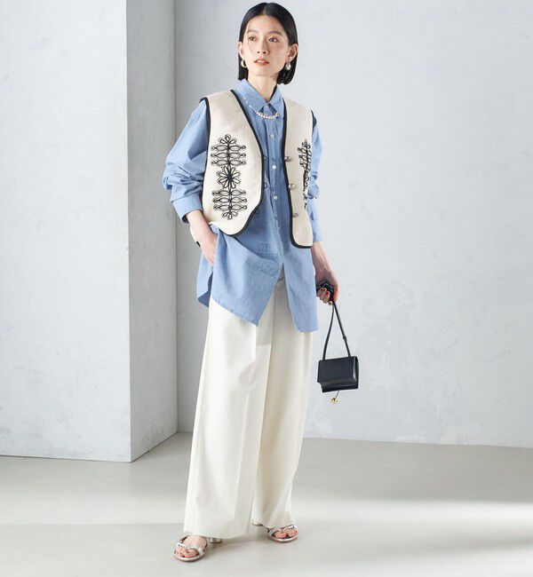 SHIPS for women「〈手洗い可能〉ハイカウント ツイル チノ タック パンツ 24SS ◇」|チノ|