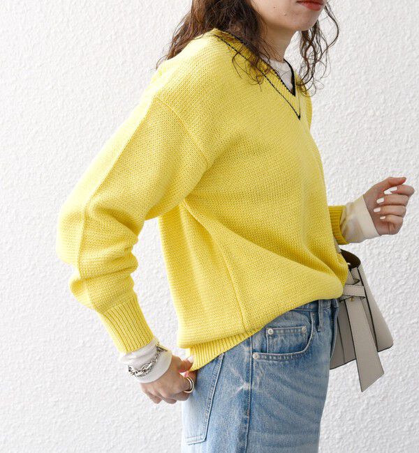 SHIPS any「SHIPS any:〈手洗い可能〉リリヤーン ライン Vネック ニット プルオーバー」|ニット・セーター|