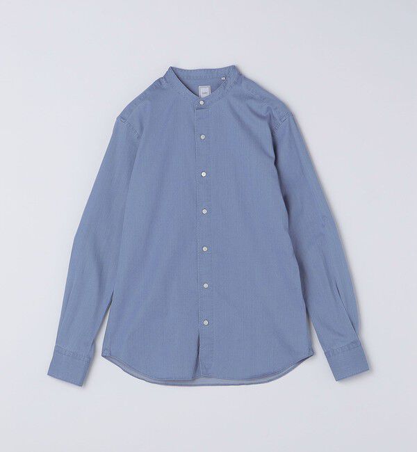 SHIPS「SHIPS: ウォッシュド デニム バンドカラーシャツ」|シャツ・ブラウス|コバルトブルー