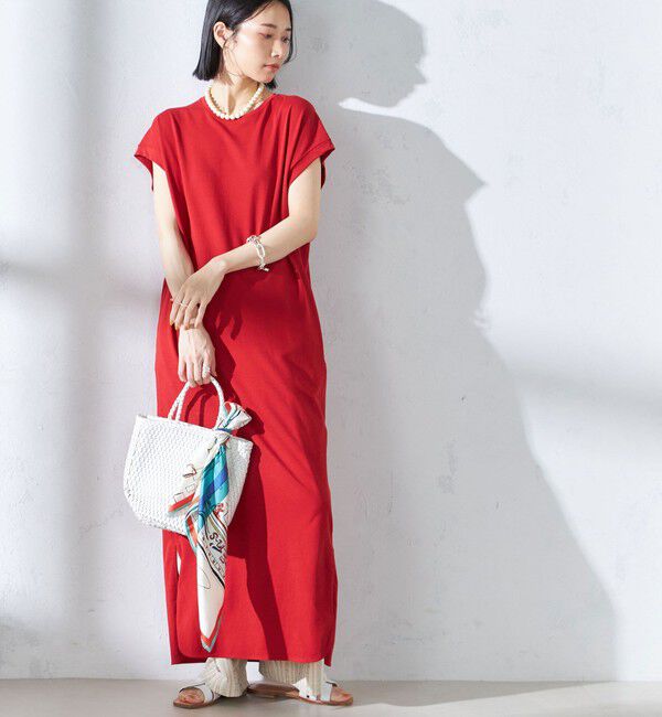 SHIPS for women「〈手洗い可能〉ジャージ スリット ワンピース」|ワンピース|レッド