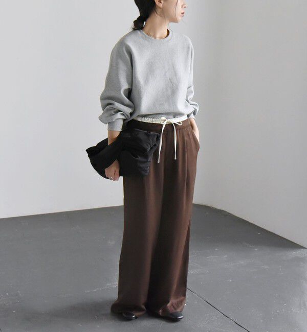 quaranciel「quaranciel:〈洗濯機可能〉シルキー サテン ダブルウエスト ワイド パンツ」|その他|