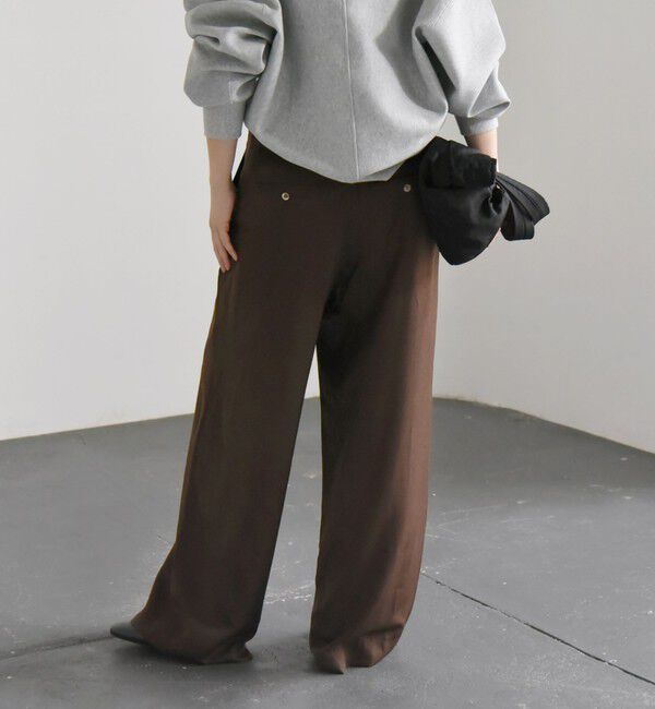 quaranciel「quaranciel:〈洗濯機可能〉シルキー サテン ダブルウエスト ワイド パンツ」|その他|