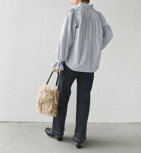 SHIPS for women「【WEB限定】〈手洗い可能〉 シャーリング Vネック 長袖 ブラウス」|シャツ・ブラウス|