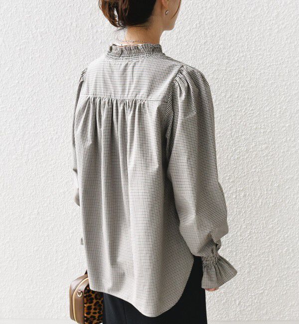 SHIPS for women「【WEB限定】〈手洗い可能〉 シャーリング Vネック 長袖 ブラウス」|シャツ・ブラウス|