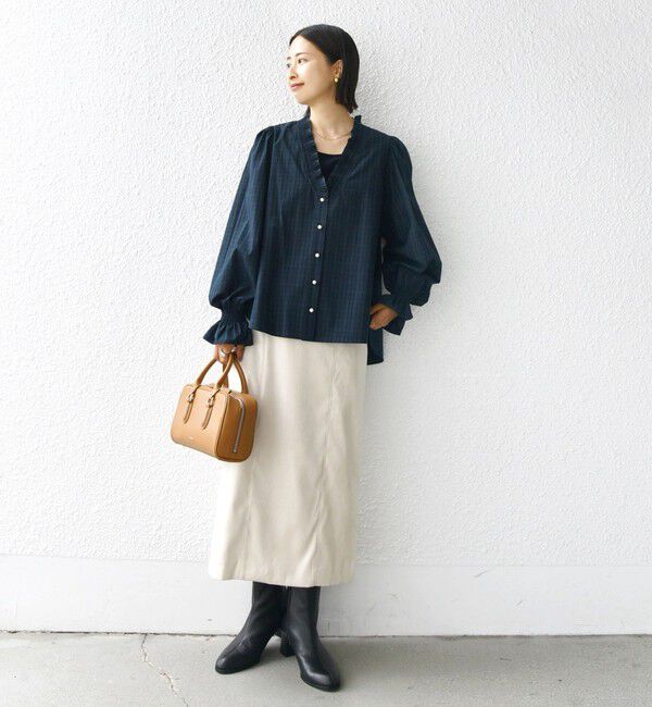 SHIPS for women「【WEB限定】〈手洗い可能〉 シャーリング Vネック 長袖 ブラウス」|シャツ・ブラウス|