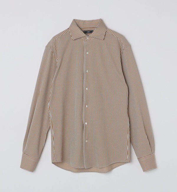 SHIPS「SHIPS: ジャージー ロンドンストライプ ワンピースカラー シャツ」|シャツ・ブラウス|ベージュ系