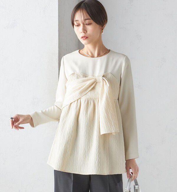 SHIPS for women「〈手洗い可能〉ジャカード ドッキング ビッグ リボン ブラウス」|シャツ・ブラウス|