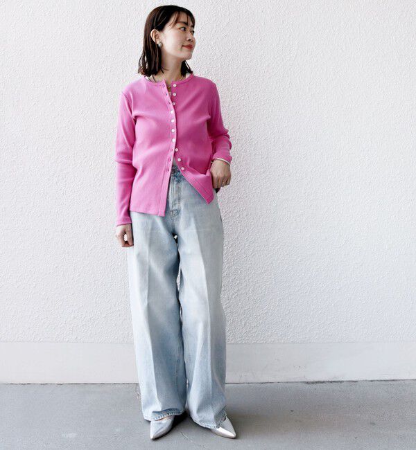 SHIPS for women「〈洗濯機可能〉ポッシュ テレコ リブ ボタン カーディガン」|カーディガン|