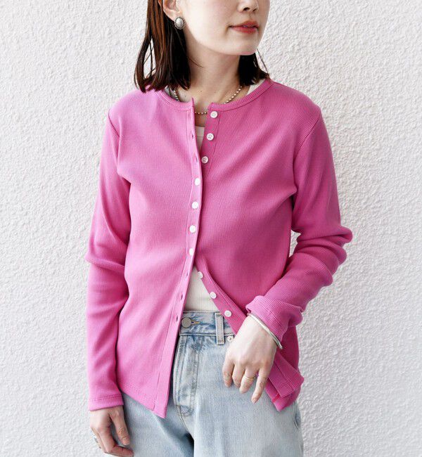 SHIPS for women「〈洗濯機可能〉ポッシュ テレコ リブ ボタン カーディガン」|カーディガン|