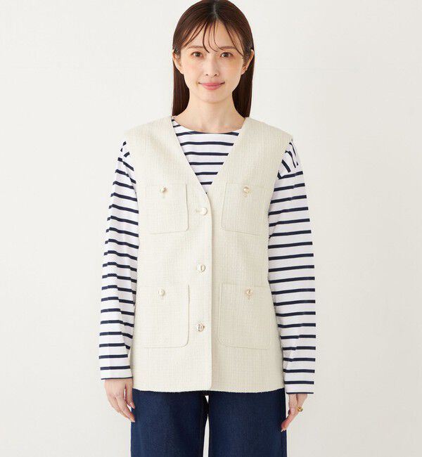 SHIPS Colors 「SHIPS Colors:ツイード Vネック ジレ2」|ベスト・ジレ|