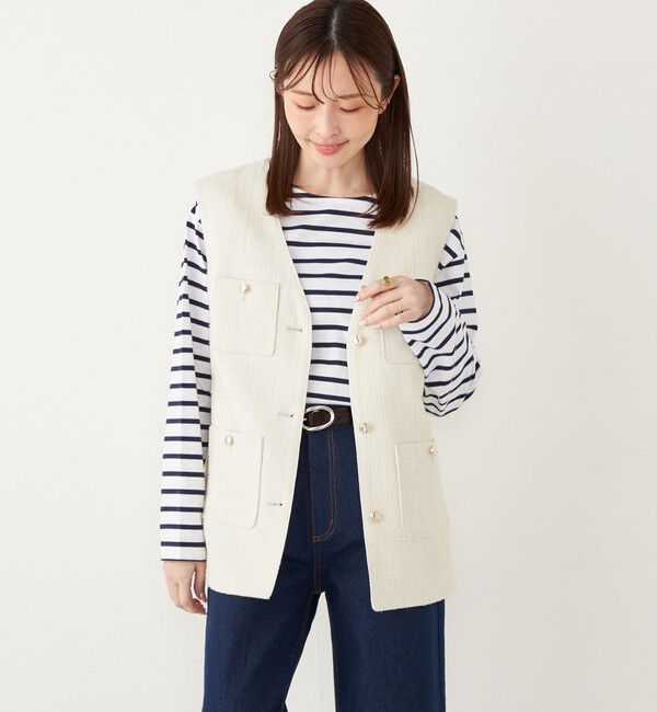 SHIPS Colors 「SHIPS Colors:ツイード Vネック ジレ2」|ベスト・ジレ|