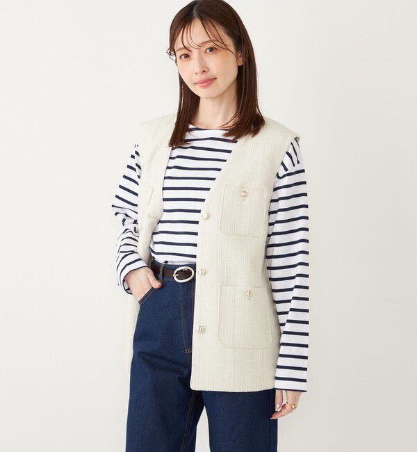 SHIPS Colors 「SHIPS Colors:ツイード Vネック ジレ2」|ベスト・ジレ|