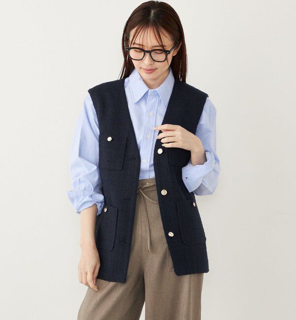SHIPS Colors 「SHIPS Colors:ツイード Vネック ジレ2」|ベスト・ジレ|