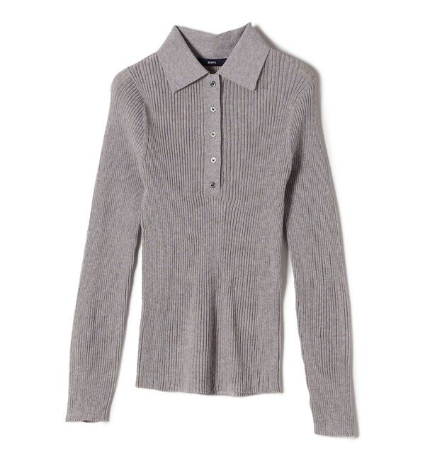 SHIPS for women「〈手洗い可能〉シアー リブ 長袖 ポロ ニット」|ニット・セーター|