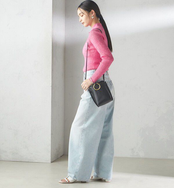 SHIPS for women「〈手洗い可能〉シアー リブ 長袖 ポロ ニット」|ニット・セーター|