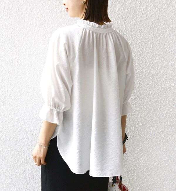 SHIPS for women「〈洗濯機可能〉前後 2WAY フリル リボン シアー ブラウス」|シャツ・ブラウス|
