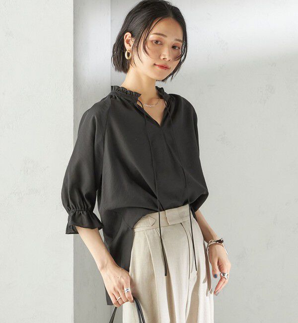 SHIPS for women「〈洗濯機可能〉前後 2WAY フリル リボン シアー ブラウス」|シャツ・ブラウス|