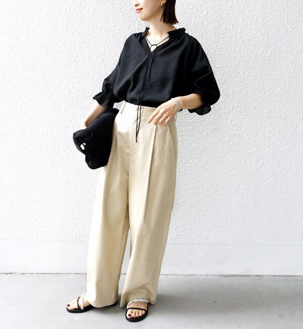 SHIPS for women「〈洗濯機可能〉前後 2WAY フリル リボン シアー ブラウス」|シャツ・ブラウス|