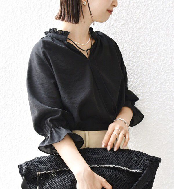 SHIPS for women「〈洗濯機可能〉前後 2WAY フリル リボン シアー ブラウス」|シャツ・ブラウス|