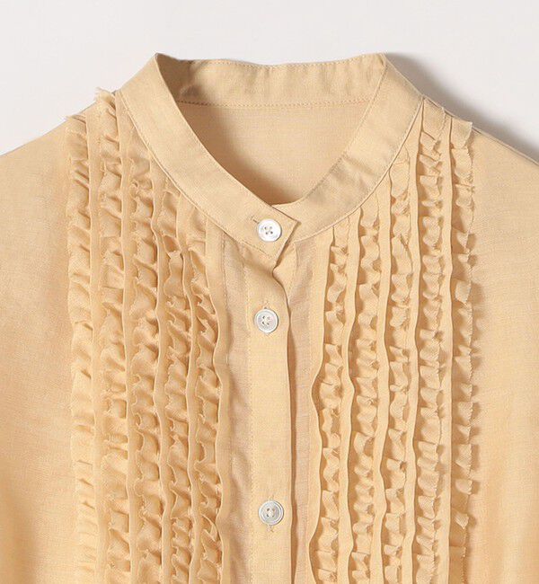 SHIPS any「SHIPS any:〈手洗い可能〉シアー フリル バンドカラー パフ シャツ ブラウス」|シャツ・ブラウス|