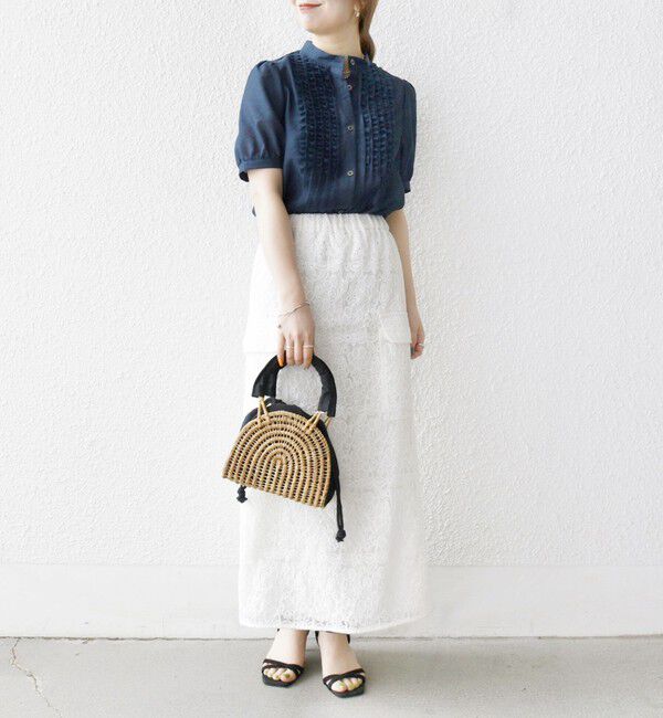 SHIPS any「SHIPS any:〈手洗い可能〉シアー フリル バンドカラー パフ シャツ ブラウス」|シャツ・ブラウス|