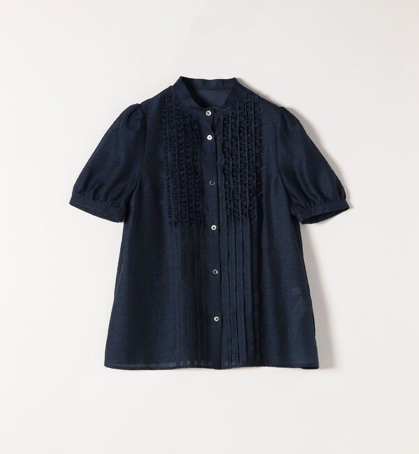 SHIPS any「SHIPS any:〈手洗い可能〉シアー フリル バンドカラー パフ シャツ ブラウス」|シャツ・ブラウス|