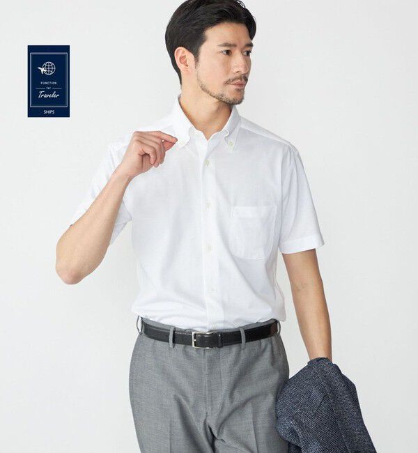 SHIPS「SHIPS: COOLMAX(R) ジャージー ショートスリーブ シャツ」|シャツ・ブラウス|ホワイト