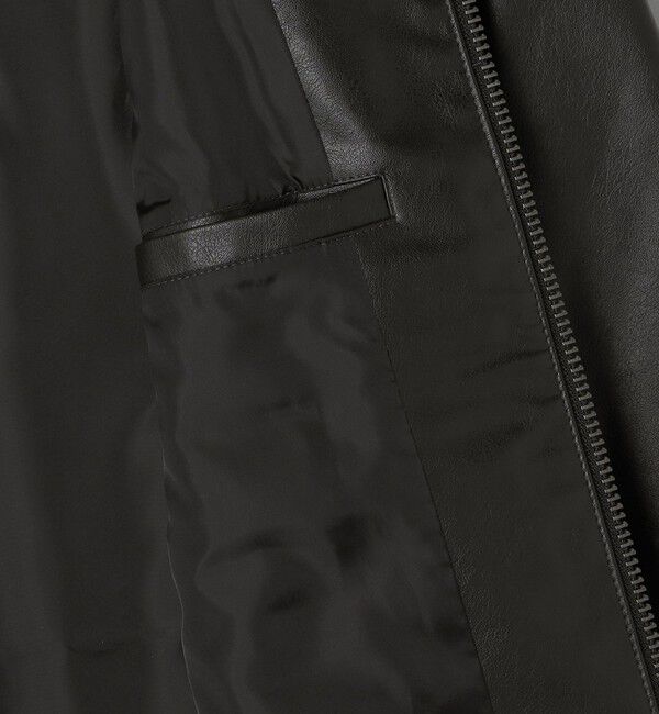 SHIPS「City Ambient Products: 合成皮革 ジップ ブルゾン」|ブルゾン・スタジャン|