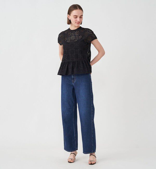 MACPHEE「デニム ワイドストレートパンツ」|デニム|