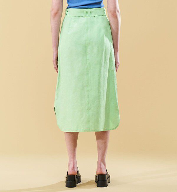 DES PRES「リネンナイロンストレッチ トラペーズスカート」|台形|
