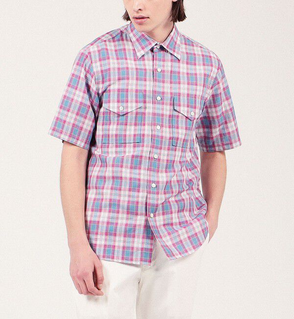 TOMORROWLAND MENS「コットンリネン マドラスチェック サファリシャツ」|シャツ・ブラウス|