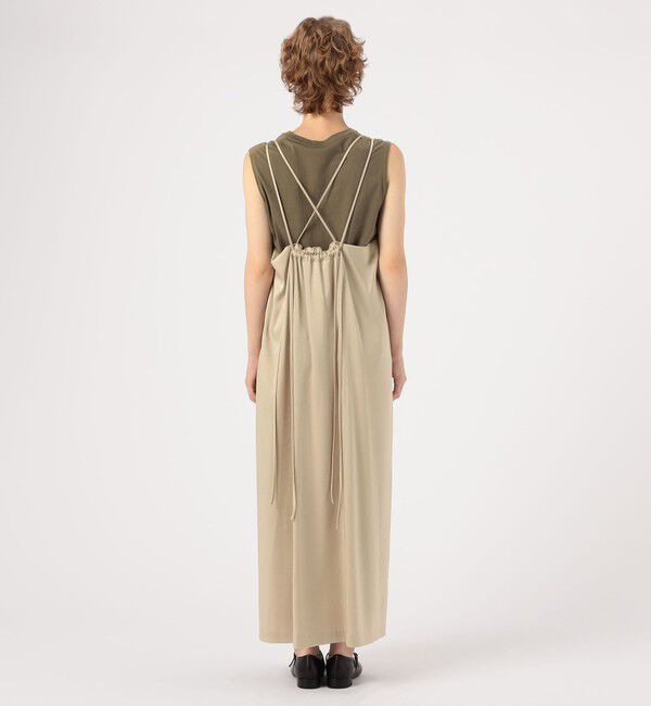 MACPHEE「トリアセテートポリエステルサテン ダブルストラップキャミソールワンピース」|ワンピース|