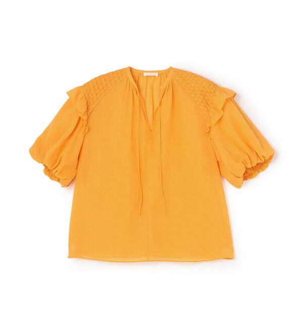 Ballsey「コットンクレープ パフスリーブブラウス」|シャツ・ブラウス|25 オレンジ