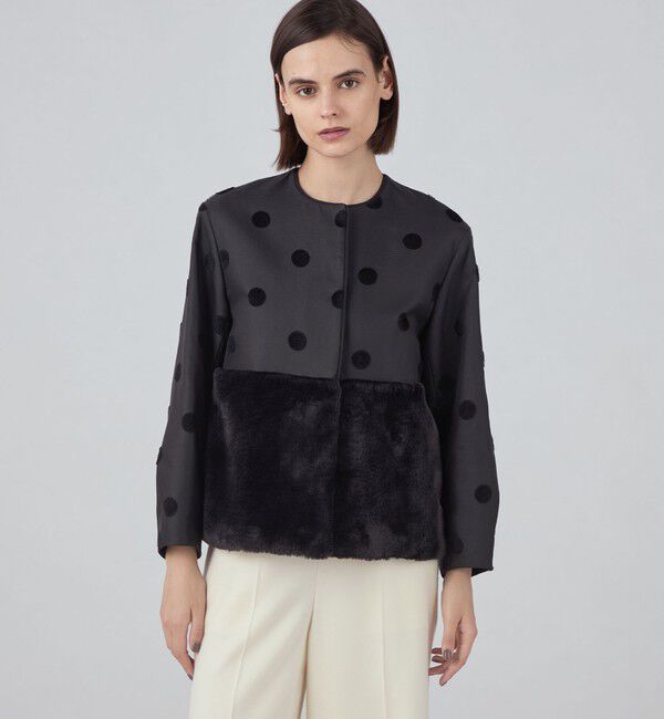 TOMORROWLAND collection「モールドット ファーペプラムジャケット」|ブルゾン・スタジャン|