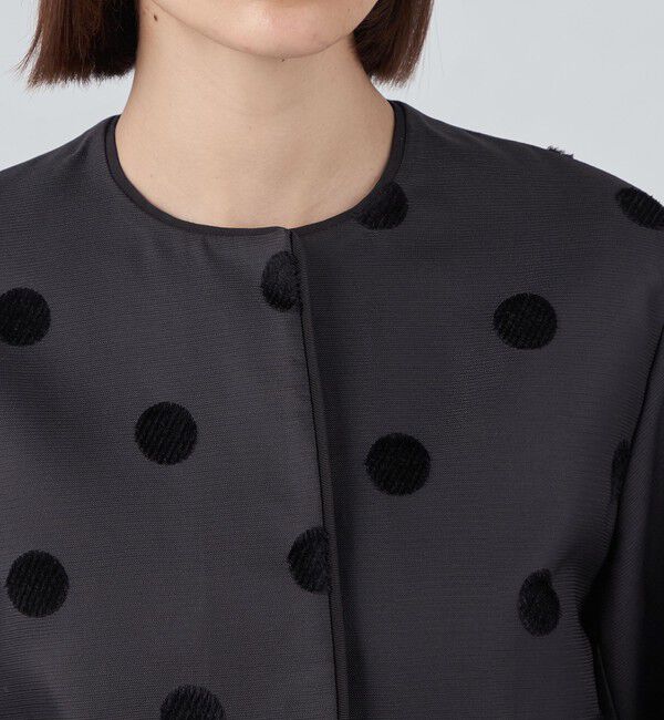 TOMORROWLAND collection「モールドット ファーペプラムジャケット」|ブルゾン・スタジャン|