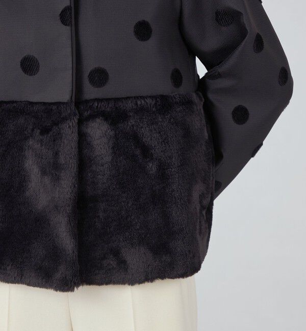 TOMORROWLAND collection「モールドット ファーペプラムジャケット」|ブルゾン・スタジャン|