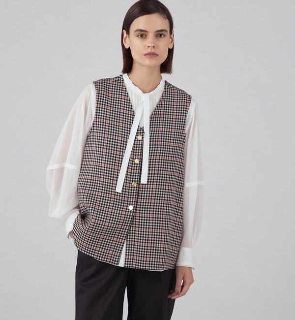 TOMORROWLAND collection「タッターギンガムリバー 4-wayジレ」|ベスト・ジレ|
